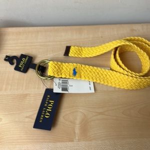 Polo Ralph Lauren Distressed Webbed Cotton Logo Double O-Ring Belt -Yellow